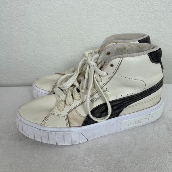 Puma Cali Star Ivory Womens 7 mid lace up leather & ripstop stacked sole sneaker - Picture 2 of 14